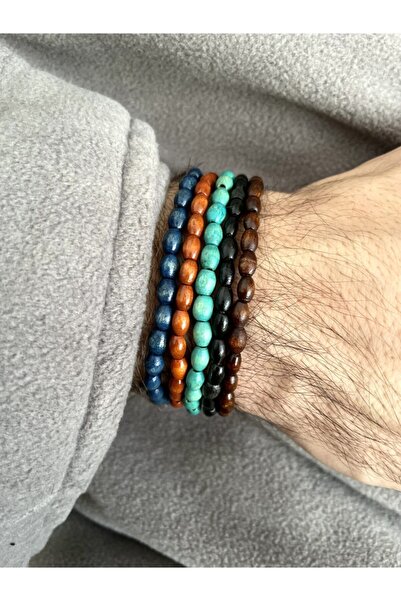 Padore Accessory 5 Adet Unisex Inanılmaz Şık Ahşap Oval Bileklik