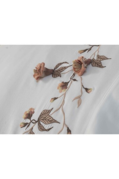 Dantela Krémový pudr Anetta 3D vyšívaný bavlněný saténový dvojitý povlak na přikrývku