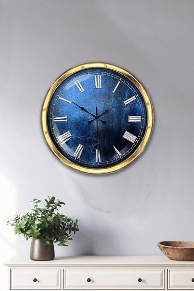 Kasva Concept Δώρο 40 cm Χρυσό Μεταλλικό Ρολόι Τοίχου Ekol