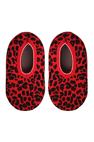 UNLIMITED LEGWEAR 2'li Kırmızı Eğlenceli Desenli Peluş Altı Kaymaz Çocuk Ev Patiği