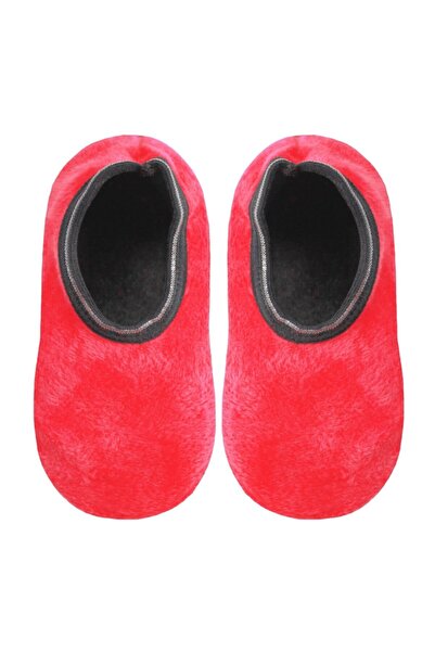 UNLIMITED LEGWEAR 2'li Kırmızı Eğlenceli Desenli Peluş Altı Kaymaz Çocuk Ev Patiği