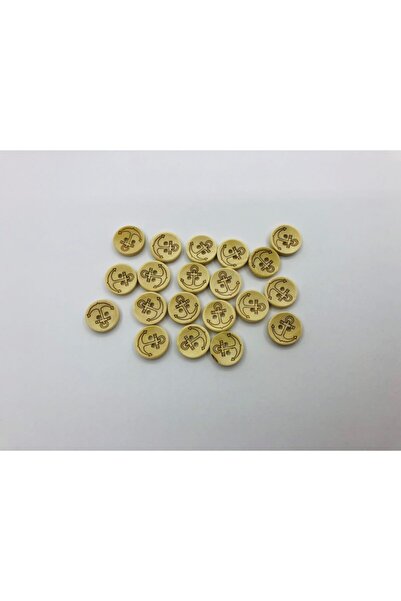 Genel Markalar Ahşap Çapa Çizimli Düğme 1.5 Cm 20 Adet