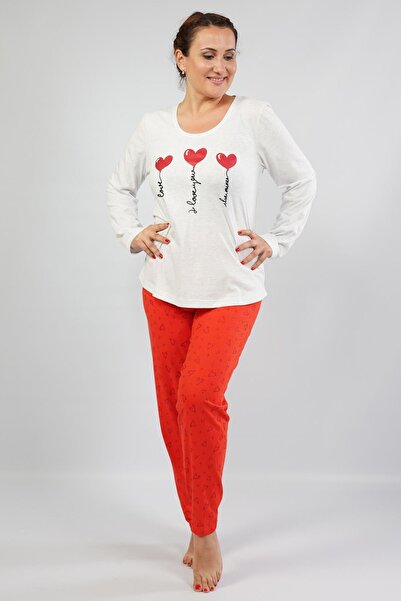 Espuar Kadın Büyük Beden Uzun Kollu Desenli Pijama Takımı