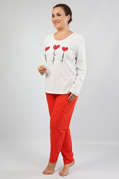 Espuar Kadın Büyük Beden Uzun Kollu Desenli Pijama Takımı