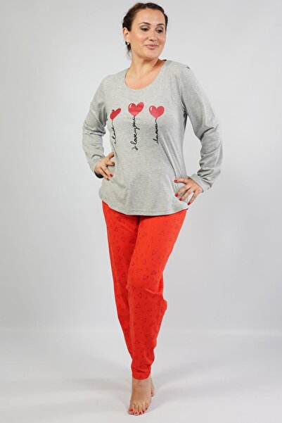 Espuar Kadın Büyük Beden Uzun Kollu Desenli Pijama Takımı Xl-4xl