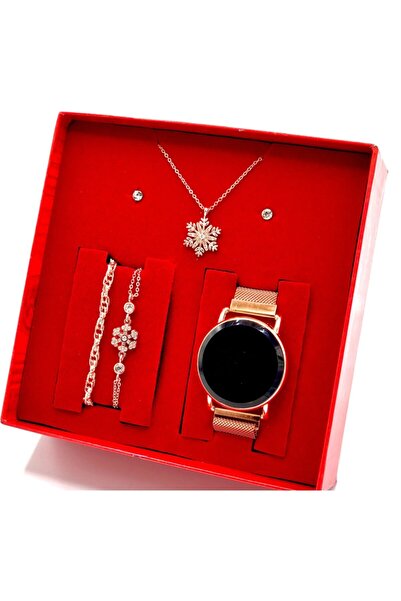 wesscollection Dokunmatik Kol Saati Kolye Bileklik Küpe Seti Wess1bayan313
