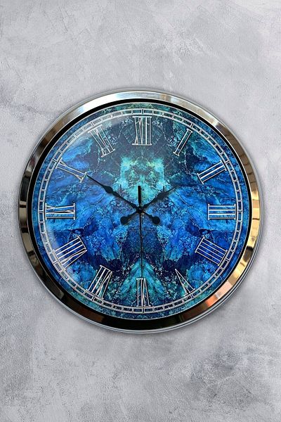 Kasva Concept Cadou Decorativ 40 Cm Crom Metal Albastru Ceas de Perete