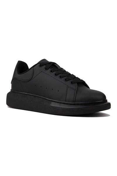 NAVYSIDE Unisex Black Lace-Up Sneaker-Narrow Fit-High Sole 4cm- Casual Sports Shoes-mcqueen