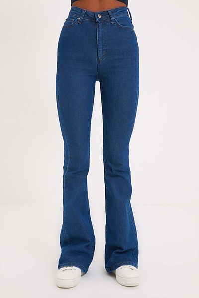 LİMABEL Blugi cu picioare albastre spaniole Pantaloni din denim cu talie înaltă