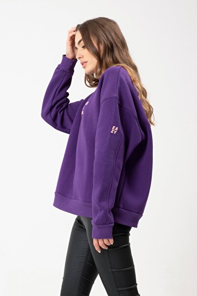 Eazy Co Eazy Fake Life Oversize Unisex Фіолетовий Світшот з товстим коміром