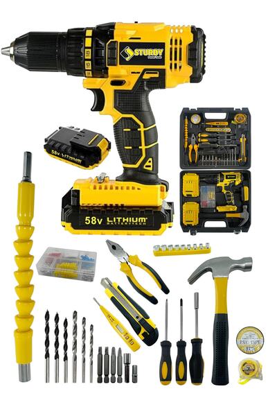 Sturdy Japon Technology 58v8ah Lion Çift Akülü Darbeli Turbo Şarjlı Matkap C-...