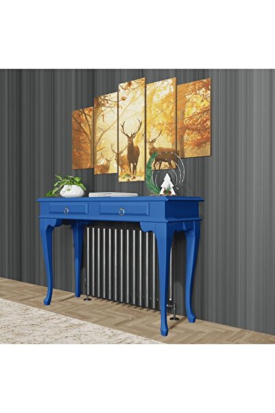 ROYS AHŞAP 120 Cm Mavi Çekmeceli Petek Üstü Yüksek Dresuar