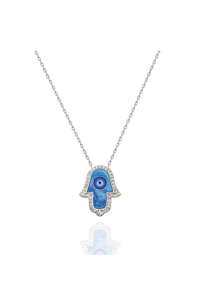 Alexander Atelier Fatma Ana Eli Tasarım Mineli Kolye 925 Silver Rodyum Kaplama