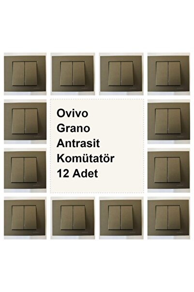 OVİVO Grano Antrasit Komütatör Mekaniza+çerçeve(12 Adet)