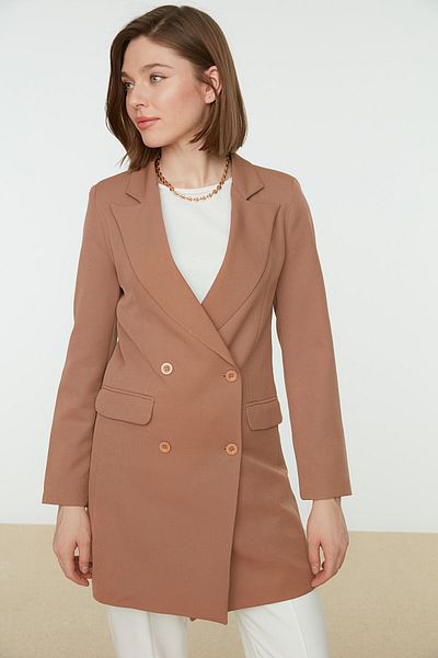 Trendyol Modest Jacke - Braun - Regular Fit
