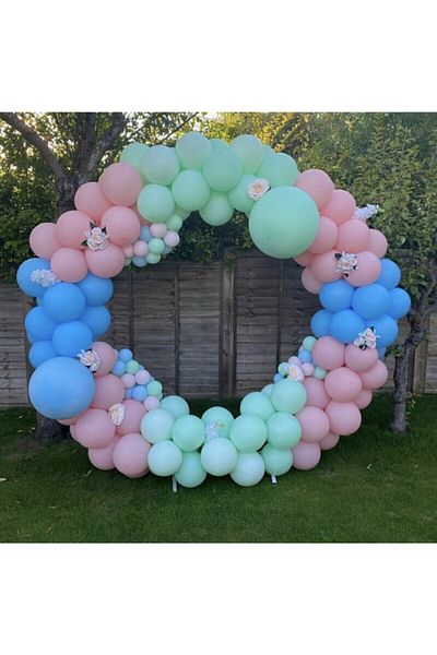 BEST PARTİ DOĞUM GÜNÜ PARTİ SÜSLERİ Pastel Mint Green-blue Macaron and Pink Macaron Balloon Chain 50 Pieces