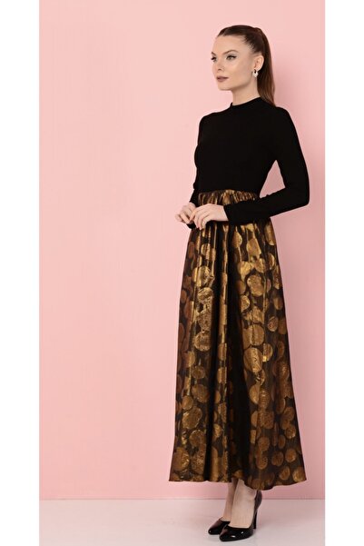 Kübra Tekin Molly Jakar Detaylı Maksi Elbise