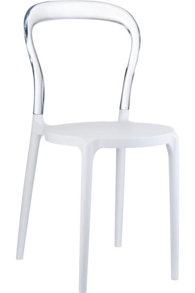 Siesta Mr Bobo Plastik Contract Sandalye Şeffaf Transparan/beyaz Mutfak Balkon Salon Bahçe