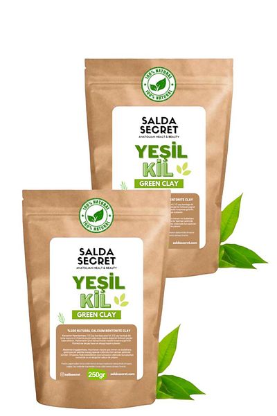 Salda Secret Green Clay Natural Face Mask 250 Gr X 2 Powder - Clay Mask - Indian Healing Clay