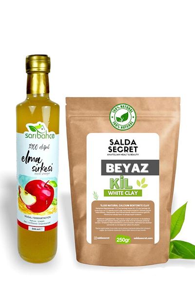 Salda Secret White Clay Face Mask 250 gr Clay Mask Powder Sarıbahçe Apple Vinegar 500 ml