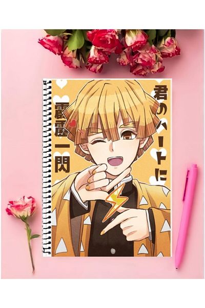 animeandyourworld Zenitsu Agatsuma 1 Piece Special Design A4 Size 21*29 Cm Wired Lined Notebook
