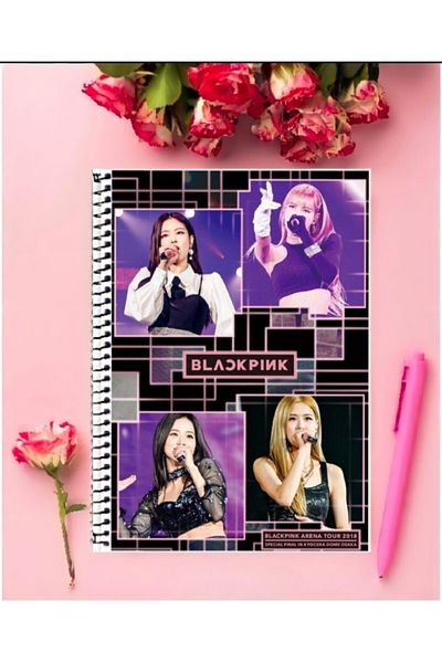 animeandyourworld Black Pink Notebook 1 Piece Special Design A4 Size Wired Checkered Notebook 21*29 Cm