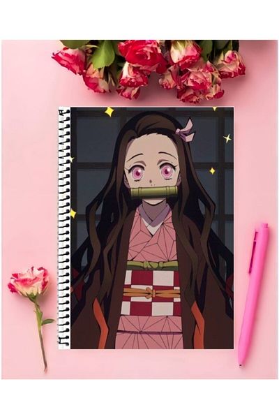 animeandyourworld دفتر ملاحظات أنيمي Nezuko Kamado قطعة واحدة بتصميم خاص مقاس A4 مقاس 21*29 سم