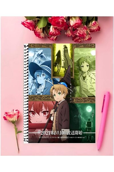 animeandyourworld Mushoku Tensei Anime Notebook 1 Piece Special Design A4 Size 21*29 Cm Wired Checkered Notebook