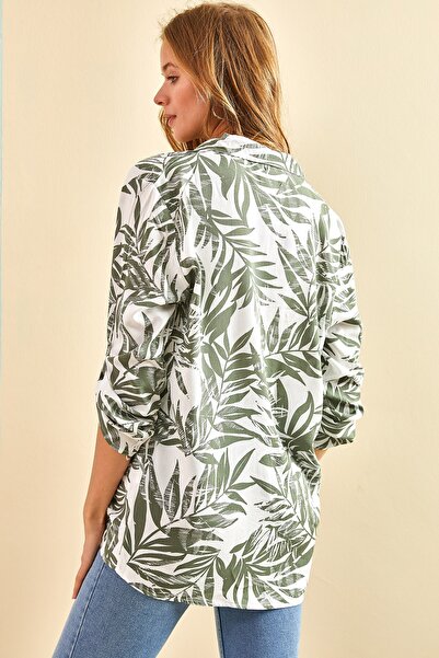 Bianco Lucci Több mintás ujjú, hajtogatott viszkóz női ing