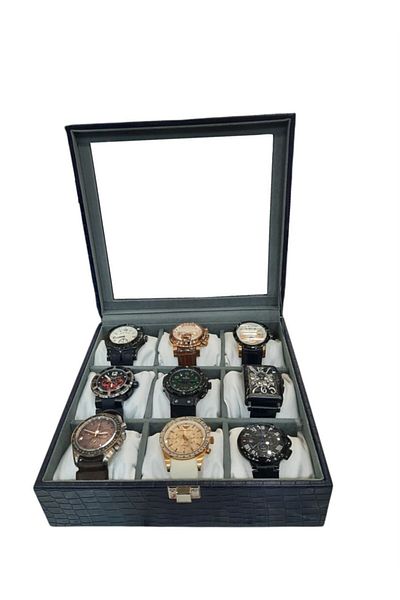 STAND MARKET Clock Box 9 Pieces Dark Blue Crocodile