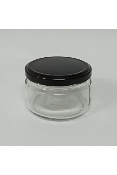 Alev Ticaret 230 Cc. Jam Jar - Glass Jar - Black Lid - Pack of 15
