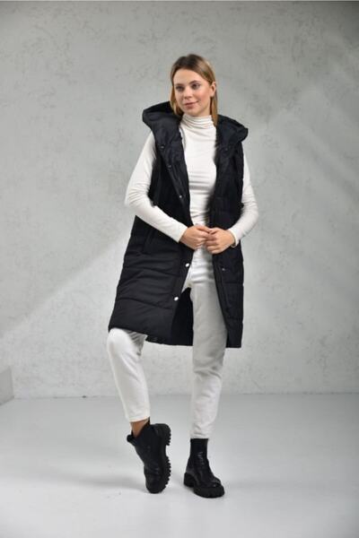 modasindoma Жіночий надувний жилет з капюшоном