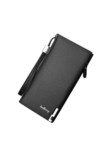 baellerry Versay Men's Zippered Italian Long Leather Card Holder Wallet