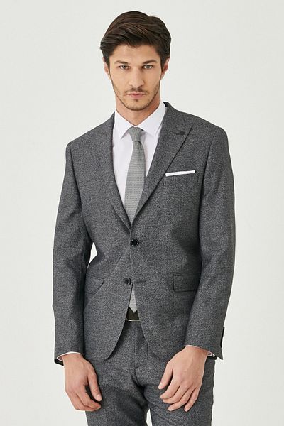 ALTINYILDIZ CLASSICS Pánský černo-bílý Slim Fit Slim Fit vzorovaný oblek