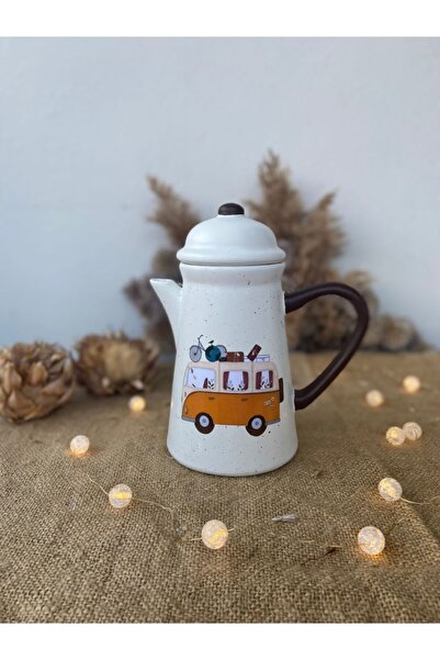 Handmadesign Kapaklı El Yapımı Seramik Sürahi Karavanlı Kahverengi Kamp Reteo...