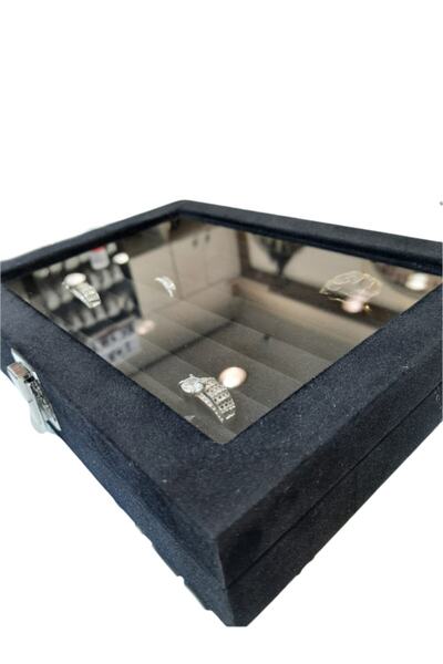 STAND MARKET Ring Box Sausage Model Glass Alcantara Black 17*24