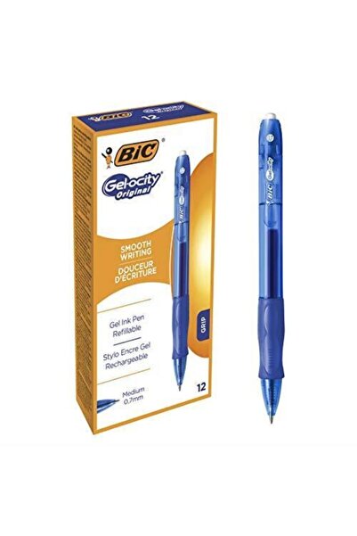 Bic Jel Mürekkepli Tükenmez Kalem 0,7 mm Medium Uç Mavi 12 li Kutu 829158