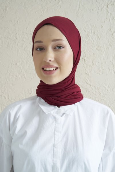 Gülsoy Women's Hijab Cotton Combed Shawl Claret Red - 21