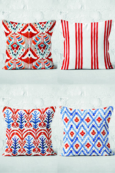 Nish & Royal 4-Piece Special Designed Digital Printed Modern Pillow Throw Pil...