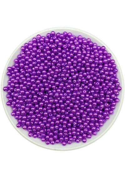 Hedef Bijuteri خرز لؤلؤ زجاجي أرجواني 50 جرام 4 مم، خرز لصنع المجوهرات (50 جر...