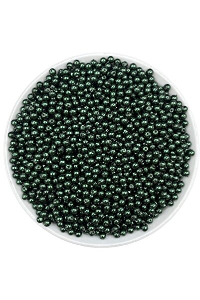 Hedef Bijuteri 50 جرام 4 مم حبات اللؤلؤ الزجاجي الأخضر، خرز صنع المجوهرات (50...