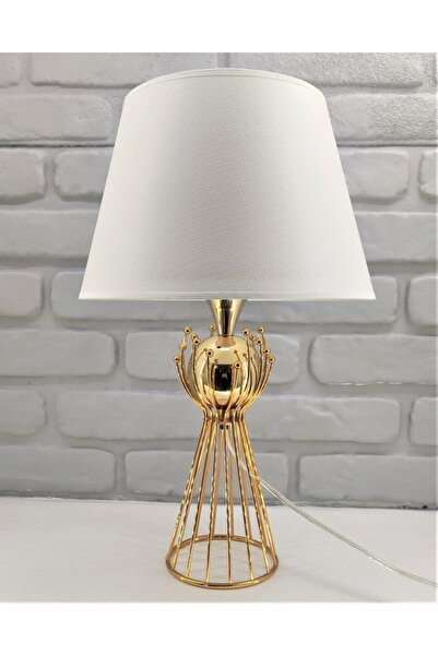 365GUNSERİSONU مصباح طاولة عاكس الضوء ذو الساق المعدنية المطلية بالذهب مع قبع...