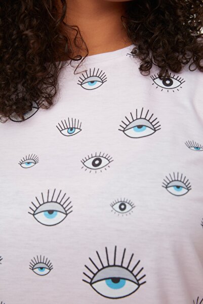 Trendyol Curve Púdermintás kötött pizsama szett TBBSS22PT0233