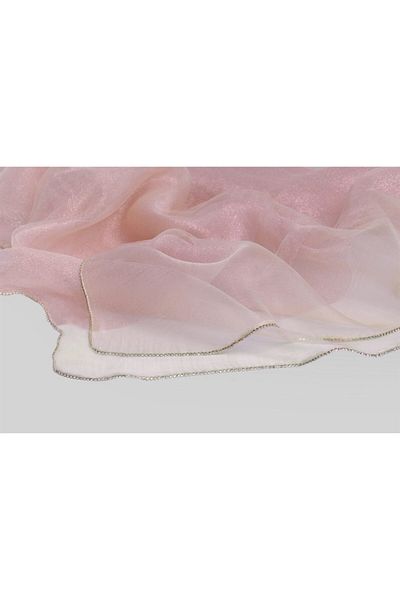 ARMANDA Evening Dress Shawl with Stone Edge Beige Candy Pink
