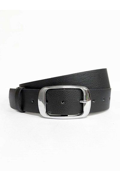 Kemerix Women's Black Belt with Silver Buckle