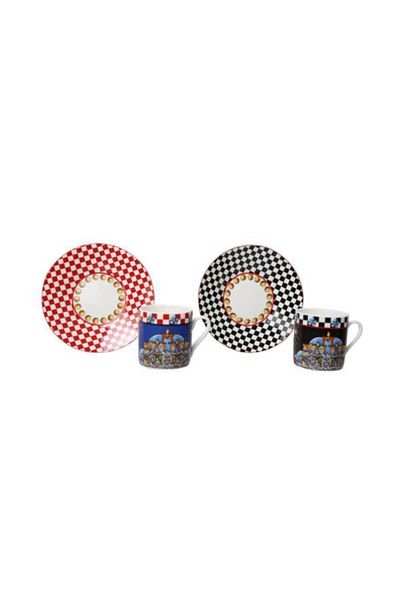 Lucky Art Ember Bone Set of 2 80 Cc Coffee Cups