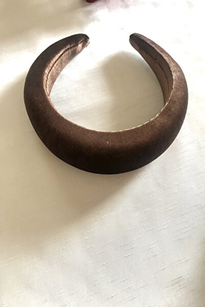 alsaccessories Βελούδινο καφέ χρώμα με επένδυση με ίσια κορώνα μαλλιών