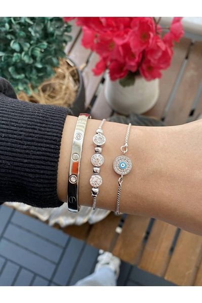 Jenny Daphne Women's Set of 3 Original Silver Plated Colorfast Zircon Stones Receipt Gift Packaged