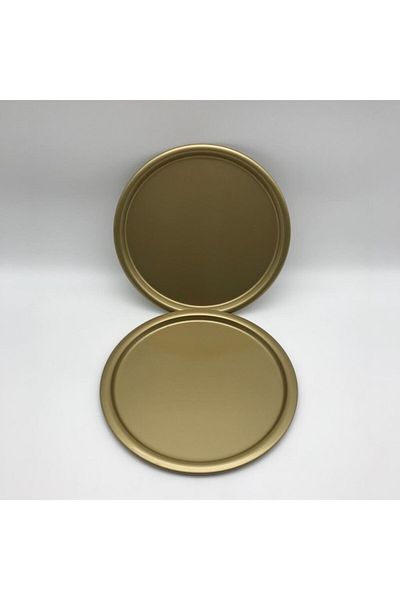 Aslı Hediyelik 23 Cm Metal Antique - Single Decorative Tea, Coffee and Pastry Serving Presentation Tray Set of 2