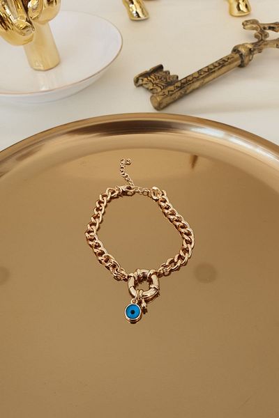 Trendy Butik عين الشر معلقة سوار سلسلة الحنين قفل الجبهة